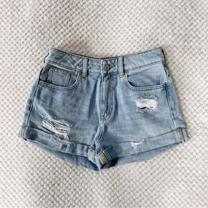 Denim Ripped Mom Shorts